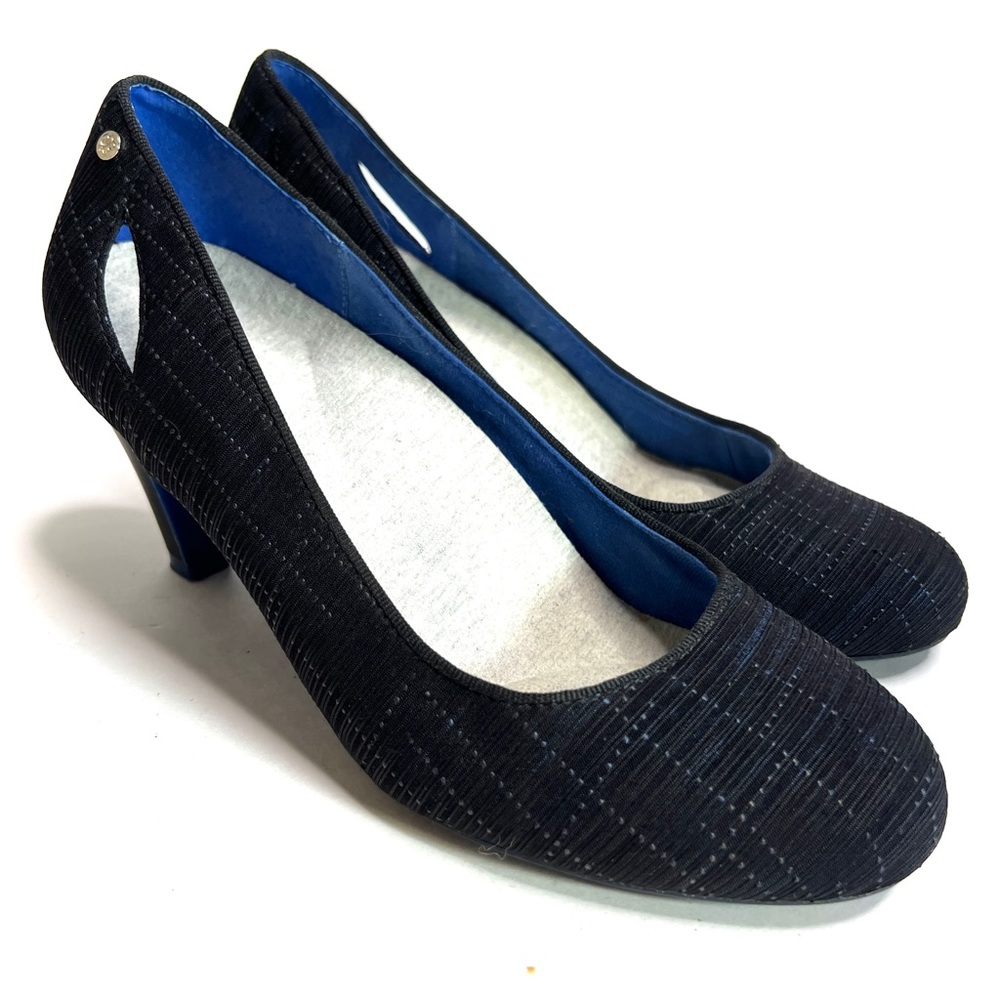 Betabrand on your mark black with blue pumps heels shoes/7